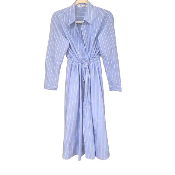 Uniqlo Striped Cotton Long-Sleeve Long Shirt Dress. Size M. It Has Pockets! - Picture 6 of 10